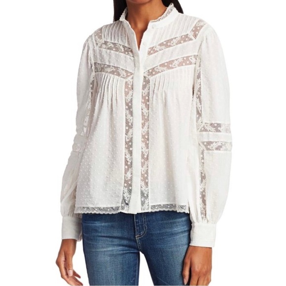 Joie 100% cotton bohemian blouse in porcelain - Picture 3 of 13